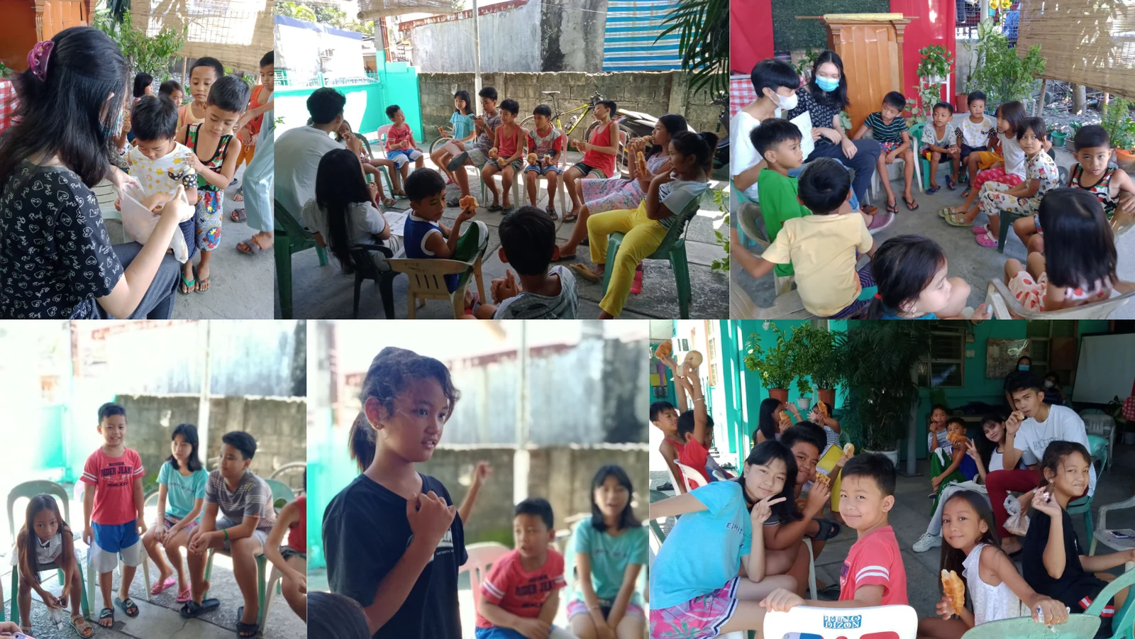 Children sharing a meal during a community feeding activity