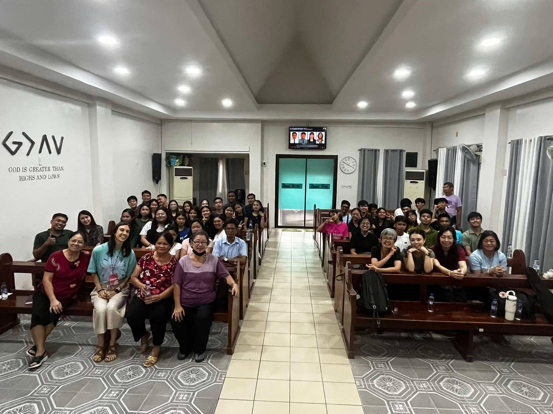 Church gathering in prayer and fellowship